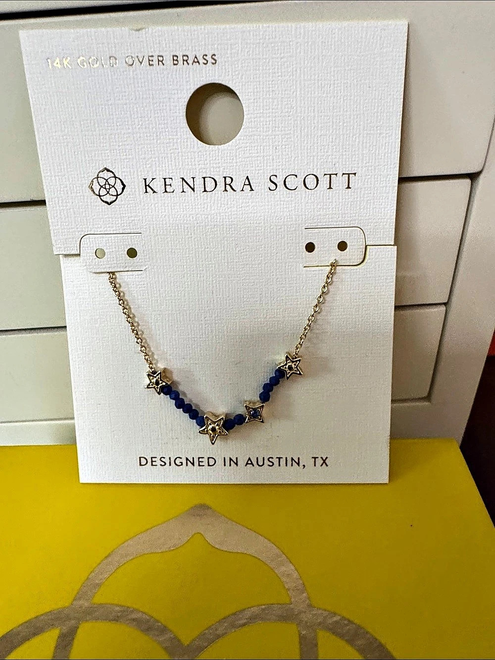 Kendra Scott Beaded Star Charm Necklace Blue & Gold NWT